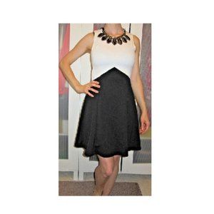 Vintage Black and White Dress with Attached Necklace by Quiz UK 8 = US Size 4